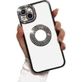 thumbnail image 1 of Supershield iPhone 15 Pro Max Case, Camera Protection with Glitter Sparkle Diamond Bling Rhinestone Shiny Cute Cover with Logo View Case Compatible with iPhone 15 Pro Max - Black, 1 of 5