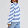 thumbnail image 5 of Hauts pour Femmes à Rayures Col Ras du Cou Manches Longues T-Shirts à Blocs de Couleur Automne Décontracté Ample Confortable Blouse, 5 of 5