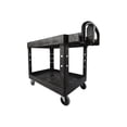 thumbnail image 1 of Rubbermaid Commercial Products Chariot Utilitaire Robuste à 2 Tablettes, Poignée Ergonomique, Tablettes à Rebord, Grand, Noir (FG454600BLA), 1 of 2