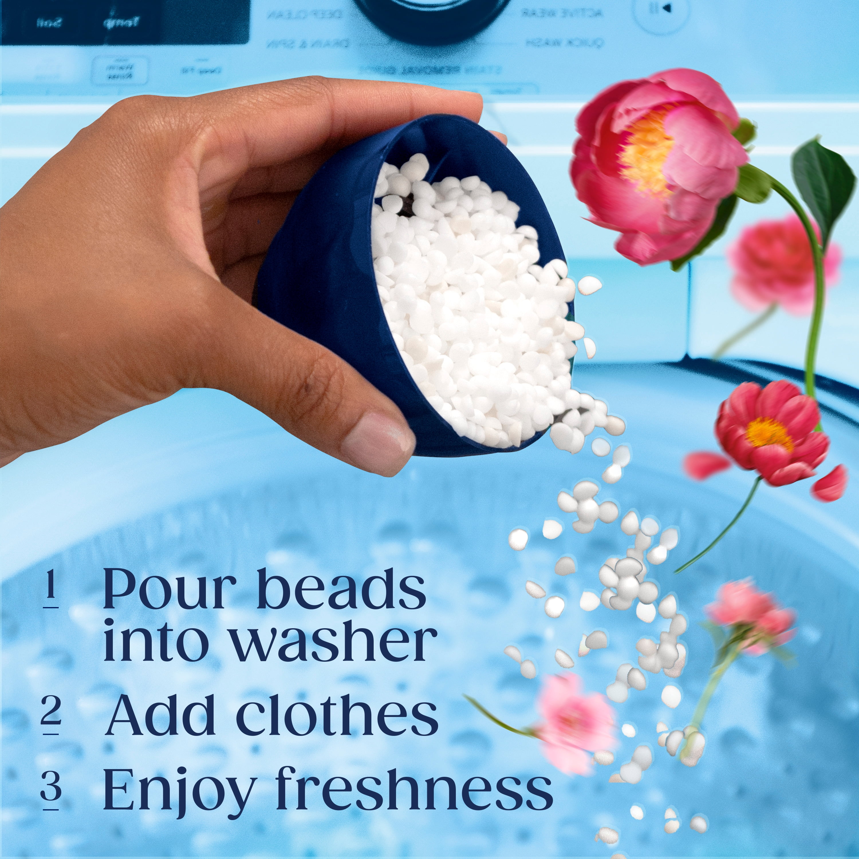 Downy Boutique Botanicals In Wash Laundry Scent Booster Beads, PEONIA Scent, 598 g, Boutique Fragrances inspired by the Artistry of Nature