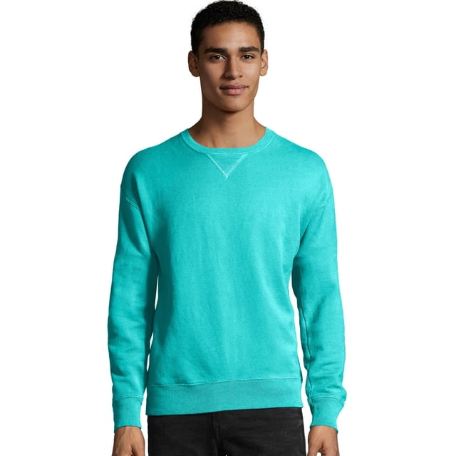 Hanes Mens Big ComfortWash Garment Dyed Fleece Sweatshirt, L, Mint