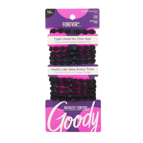 Goody Ouchless Damage-Free Forever - Black Elastics - 10Ct