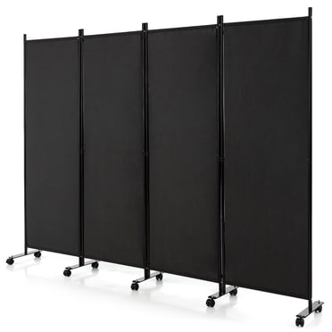Costway Paravent Pliant à 4 Panneaux 6 Pi Paravent Roulant avec Roues Verrouillables Noir