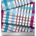 thumbnail image 3 of Soimoi Blue Crepe Silk Fabric Window Pane Check Print Fabric by the Yard 42 Inch Wide, 3 of 4