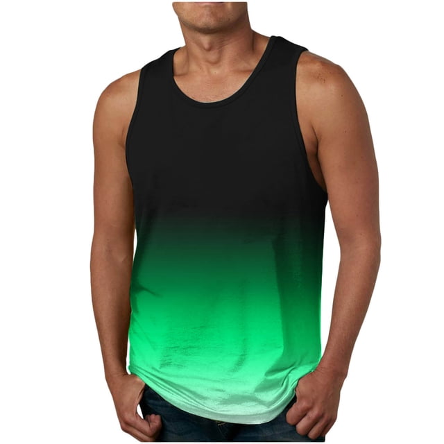 IROINID Débardeurs pour Hommes, Mode Décontractée, Impression Dégradée, Col Rond, Sport