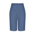 thumbnail image 4 of Timegard Shorts for Women High Waist Button Straight Leg Solid Color Comfy Casual Workout Half Pants, 4 of 5