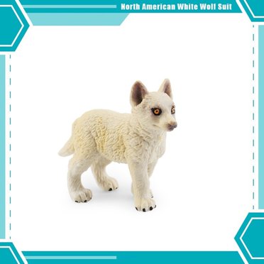 EGNMCR Modèle de Loup Blanc de Simulation Loup Rugissant Loup Qui Marche Louveteau de Bureau Décoration de Table de Sable Ornements Figurine d'Animal Cadeaux d'Anniversaire pour Enfants