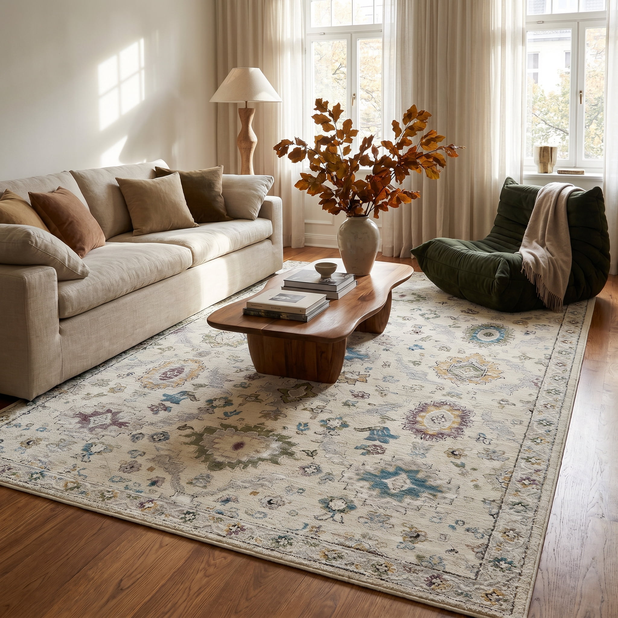 Tapis d'interieur classique Rug Branch Nomad, beige creme, boheme - Salon, chambre