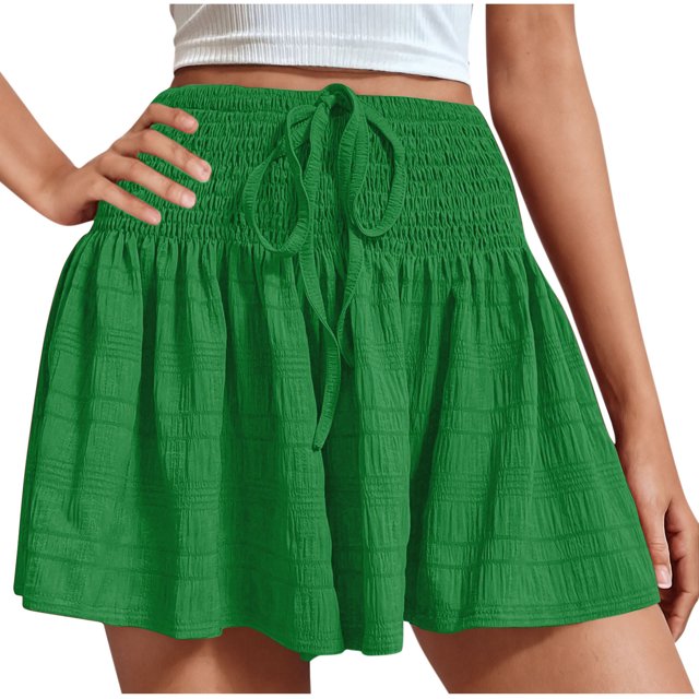 Summer Clearance 2025! Womens Plus Size Pants,Women's Summer Fashion Solid Color Drawstring Shorts