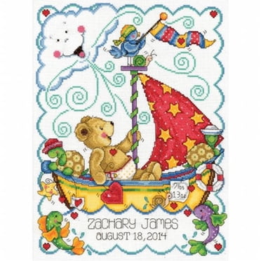 Tobin Kit de Point de Croix Compté 11"X14 Pouces - Sail Away Baby Registre de Naissance (14 Unités) - T21772