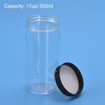 thumbnail image 4 of Uxcell Round Polyethylene Terephthalate Jars Clear Empty Containers with Black Screw Top Lid 4 Pack 17 oz, 4 of 5