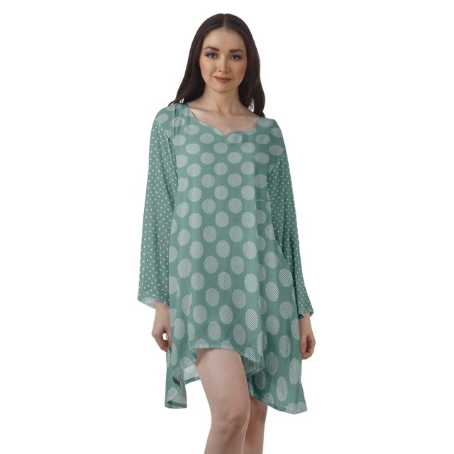 Moomaya Chemise à Manches Longues Femme Imprimée Robes Grande Taille Rayonne Tuniques Courtes
