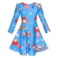 thumbnail image 2 of Girls Dress Blue Santa Jingle Bell Christmas Tree Long Sleeve 5 Years, 2 of 7
