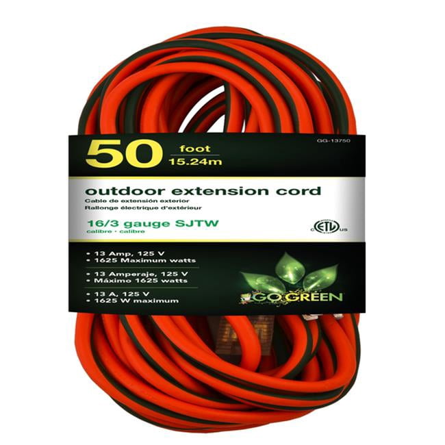GoGreen Power GG-13750 Heavy Duty Extension Cord, Lighted End, 16-3 50 ft.
