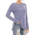 thumbnail image 3 of Women Side Split Hem Crew Neck Long Sleeve Plain Shirt, 3 of 4