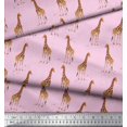 thumbnail image 2 of Soimoi Pink Poly Georgette Fabric Dot & Giraffe Animal Decor Fabric Printed BTY 52 Inch Wide, 2 of 3