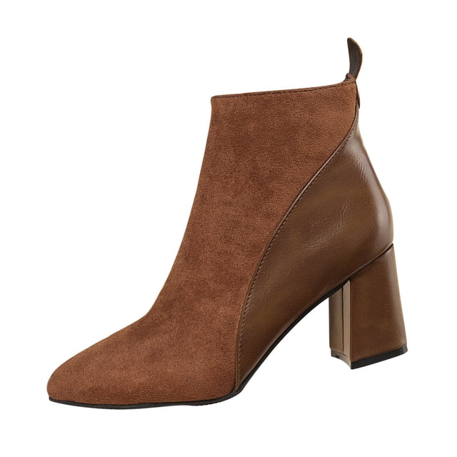 HBFAGFB Bottines pour Femmes à la Mode Automne Hiver à Talons Hauts Chaussures d'Automne Confortables Brun Taille 39