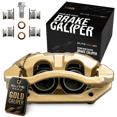 thumbnail image 1 of Max Advanced Brakes – EliteMAX Front Brake Caliper for 2012-2020 Ford F150, Passenger Side, Gold Powder Coated, Hardware Included, Disc Brake Caliper Assembly w/ Bracket, 1 of 8