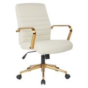 Mid-Back Cream Faux Leather Chair with Gold Finish Arms and Base K/D