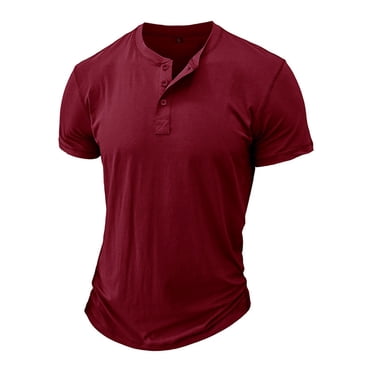 Dvkptbk Hommes Manches Courtes Uni Décontracté Mode Col Rabattu Chandail Boutons T-Shirt Blouse en Liquidation