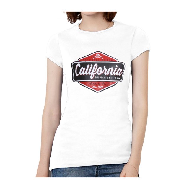California Sun Surf Fun Womens Short-Sleeve T-Shirt - White - 2X-Large