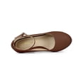 thumbnail image 4 of BLISSFUL STEP Chaussures pour Femmes Bout Rond Talon Aiguille Bride à la Cheville Escarpins Brun Foncé 9.5, 4 of 7