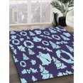 thumbnail image 3 of Ahgly Company Tapis Rond Lavable en Machine Intérieur Transitionnel Bleu Denim, 6 Pieds Rond, 3 of 7