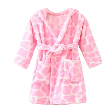 PMVFHDE Liquidation Liquidation Ensemble de Pyjama pour Garçon Tout-Petit Bébés Garçons Filles à Capuche Épais Chaud Peignoir en Flanelle Robe de Nuit Pyjama Rose,120