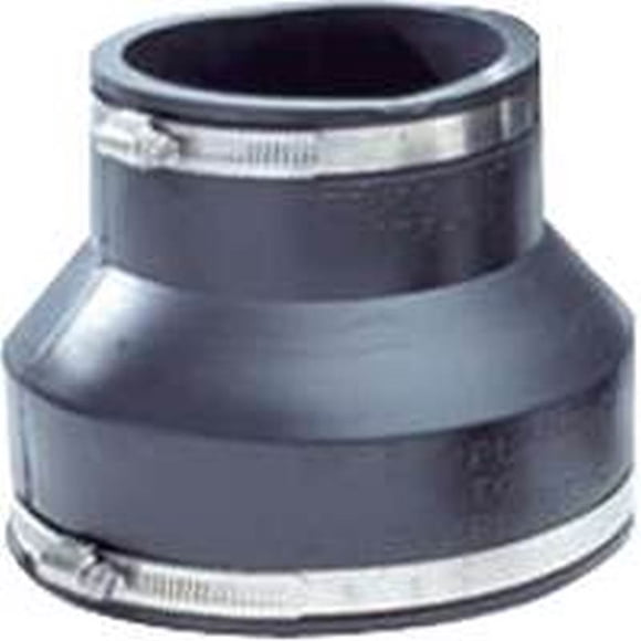Fernco 1056 Flexible Pipe Reducing Stock Coupling, 4 X 1-1/2 in x 3.956 in, Plastic, 4.3 psi, PVC