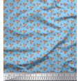 thumbnail image 1 of Soimoi Blue Poly Georgette Fabric Dot & Leaves Decor Fabric Printed Yard 52 Inch Wide, 1 of 2
