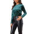 thumbnail image 4 of INSPIRE CHIC T-Shirts en Velours pour Femmes Col Rond Manches Longues Décontracté S Bleu Vert, 4 of 6