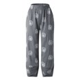 thumbnail image 3 of Accessoires Goth Femmes Dame Décontracté Imprimé de Fleurs Taille Élastique Gaine Pantalon à Jambe Grand Pantalons, 3 of 6