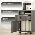 thumbnail image 3 of Classeur Mobile avec Tiroir Verrouillable, Tablette Ouverte et Armoire, Chariot de Rangement de Bureau Compact de 23,6 Pouces sur Roulettes, Panneau de Particules Gris Vieilli pour Bureau à Domicile Ou sous le Bureau, 3 of 7
