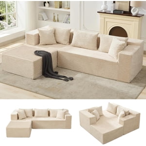 Modular Sectional Sofa Cloud Sectional Couch, 106" Comfy L Shaped Black Couches for Living Room,Oversized Sofa Sleeper with Deep Seat, No Assembly Required