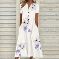 thumbnail image 1 of TIMIFIS Robe Florale Bohème Ample Décontractée d'Automne pour Femmes avec Poches, Manches Courtes, Longue Maxi, Robe Évasée d'Été pour la Plage, Robes d'Invitée de Mariage d'Automne, 1 of 6