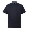 thumbnail image 1 of TOPTIE Veste de Chef Unisexe à Manches Courtes, Noire avec Col Gris, 1 of 8