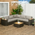 thumbnail image 2 of Outsunny Ensemble de Mobilier de Patio en Rotin 6 Pcs avec Sofa d'Angle, Table, Gris, 2 of 10