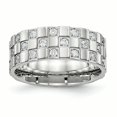 thumbnail image 1 of Bague en Acier Inoxydable Poli à Carreaux CZ 7 Tailles, 1 of 6