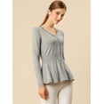 thumbnail image 2 of INSPIRE CHIC Women's V Neck Long Sleeve Ribbed Pullover Knitted Peplum Top, 2 of 4