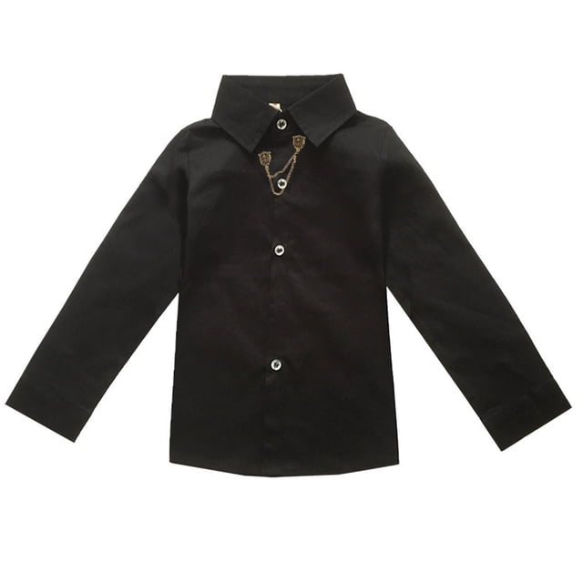LSLJS Longues Chemise Habillée à Manches pour Garçons, Chemises à Boutons pour Enfants Bébés Garçons Hauts Décontractés Blouse à Col Rabattu Tenue Formelle Vêtements Cadeaux pour Enfants