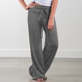 thumbnail image 2 of Kyusrd Wide Leg Pants For Women Drawstring Elastic High Waisted Long Wide Leg Trousers Pockets Palazzo Pants Casual Solid Color Breathable Loose Fit Yoga Pants, 2 of 8