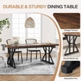 thumbnail image 4 of Tribesigns Farmhouse Dining Table for 6 People, 70.8-Inch Rectangular Wood Dining Table, Rustic Kitchen Table with Heavy Duty Metal Legs for Dining Room (Brown/Black), 4 of 7