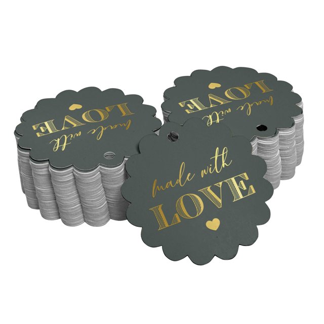 Inkdotpot Real Gold Foil Made With Love Text Tags Favor Hang Paper Tags 100 Pieces