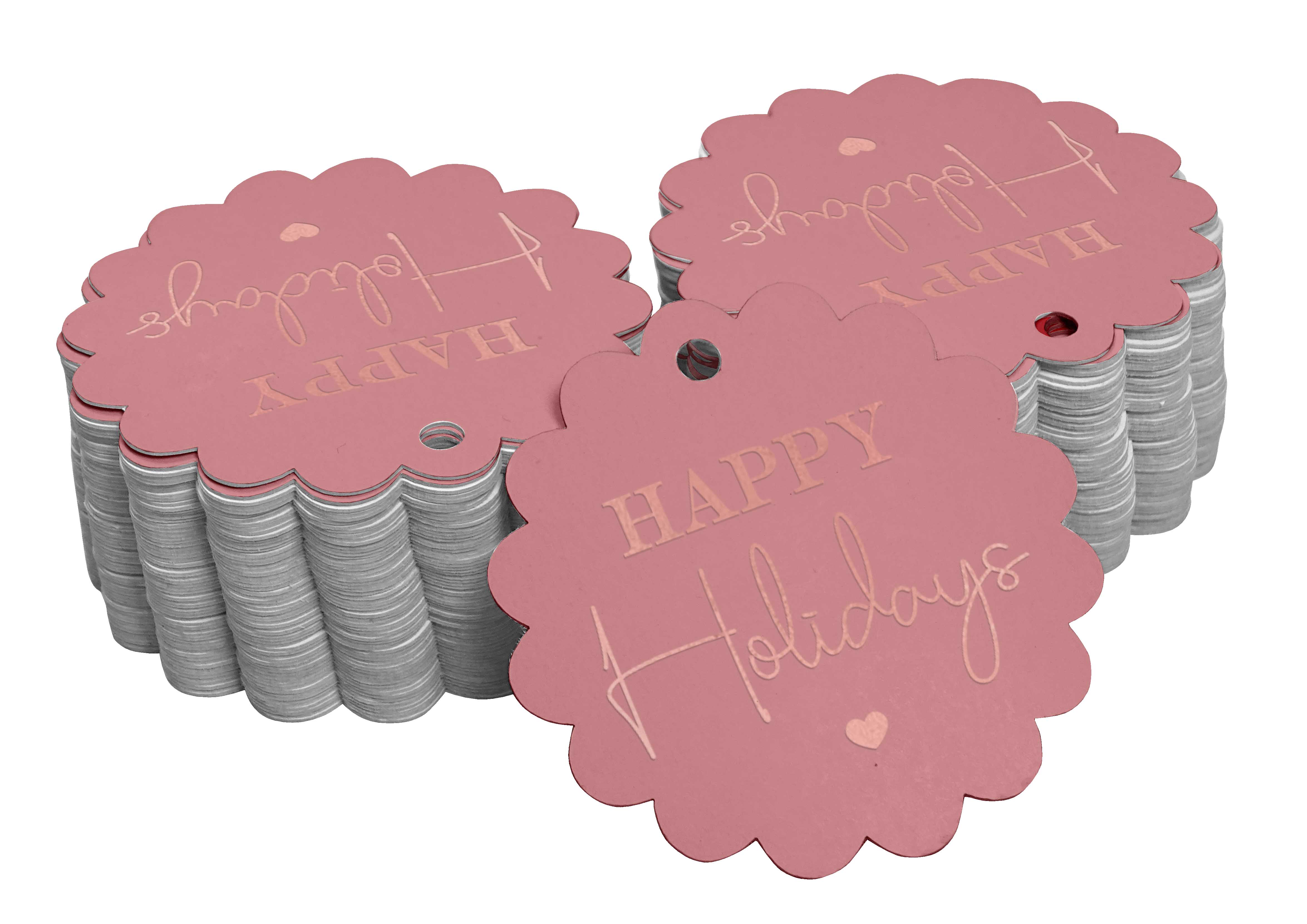 Inkdotpot Rose Gold Foil Paper Hang Tags Happy Holiday Favor Tags 50 Pieces