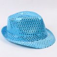 thumbnail image 3 of TiaoBug Women Men Sequin Fedora Hat Disco Hat Jazz Dance Hat Hip-Hop Rapper Stage Performance SkyBlue One Size, 3 of 4