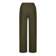 thumbnail image 4 of Women Casual Cotton Linen Drawstring Elastic Waist Long Wide Leg Pants, 4 of 6