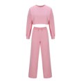 thumbnail image 5 of Survêtements Grande Taille pour Femmes, Mode Décontractée, Manches Longues, Col Rond, Hauts, Ensemble Pantalon, Ensemble de Complet Assorti, S-138 Rose-A S, 5 of 5