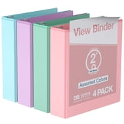 Davis Group Economy 3-Ring View Binders, 2" Round Rings, 475 Capacity, Assorted, Pack of 4