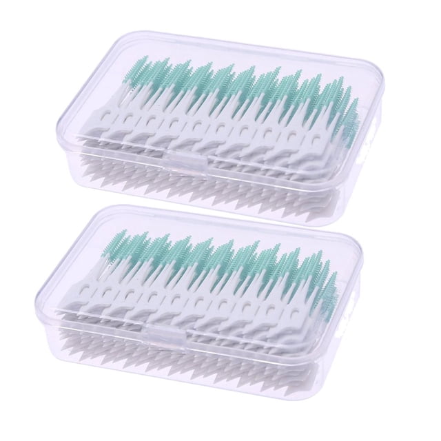 320pcs Double-ended Toothpick Soft Silicone Tooth Picks Floss Interdental Brush Stick Hygiene Tools (Green)