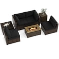thumbnail image 1 of Gymax Set Of 7 Furniture Set w/32'' Fire Pit Table & Propane Tank Cover Outdoor Black, 1 of 6